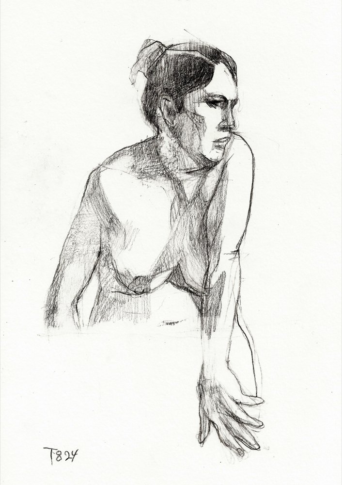 Figura feminina pensativa de Tore Bahnson