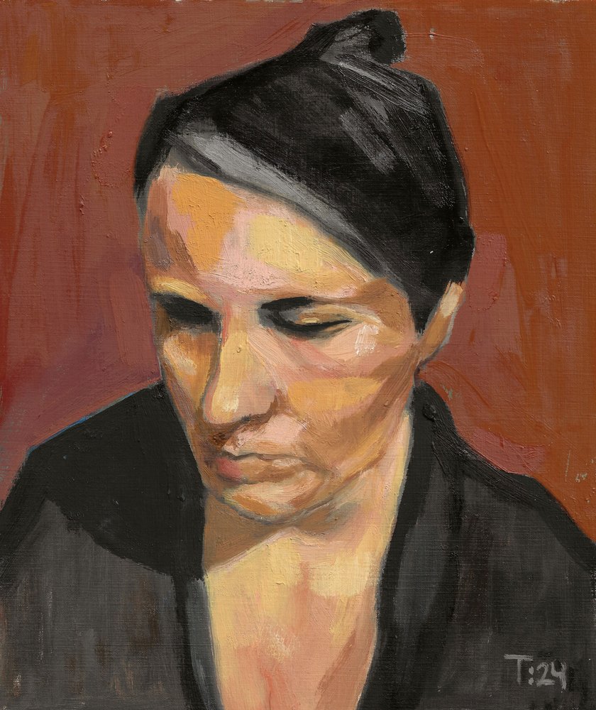 Retrato de uma mulher pensativa de Tore Bahnson