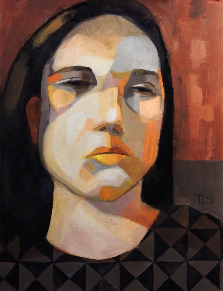 Retrato de uma mulher pensativa de Tore Bahnson