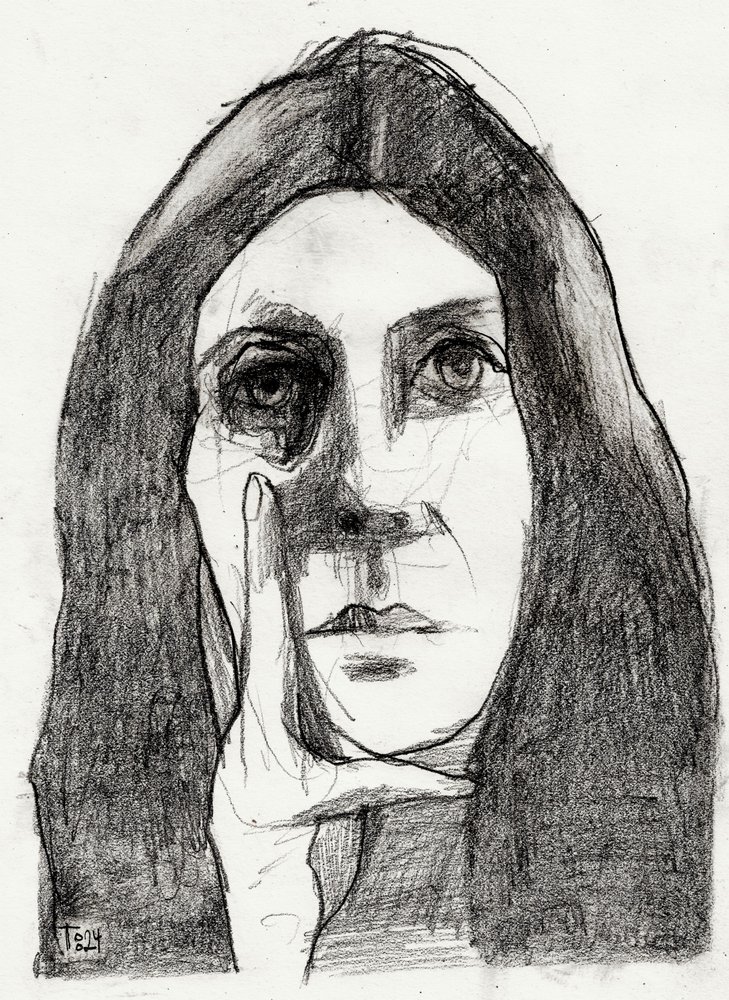 Retrato de uma mulher pensativa de Tore Bahnson