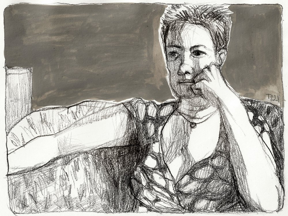 Retrato de uma mulher pensativa de Tore Bahnson