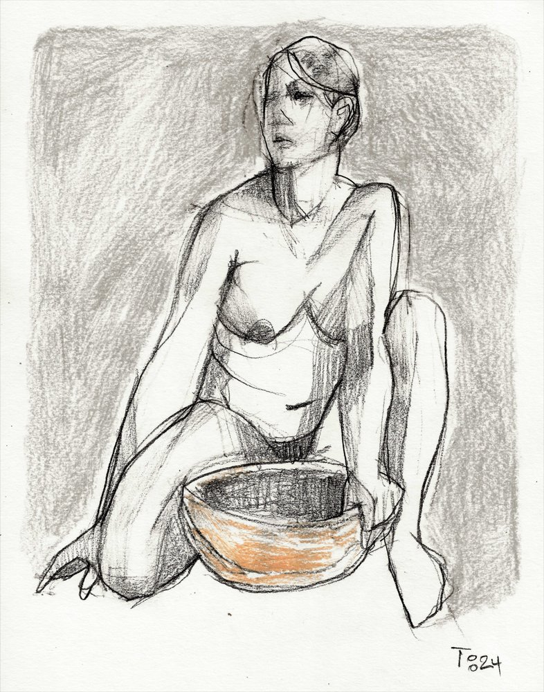 Desenho de figura nua em silêncio de Tore Bahnson