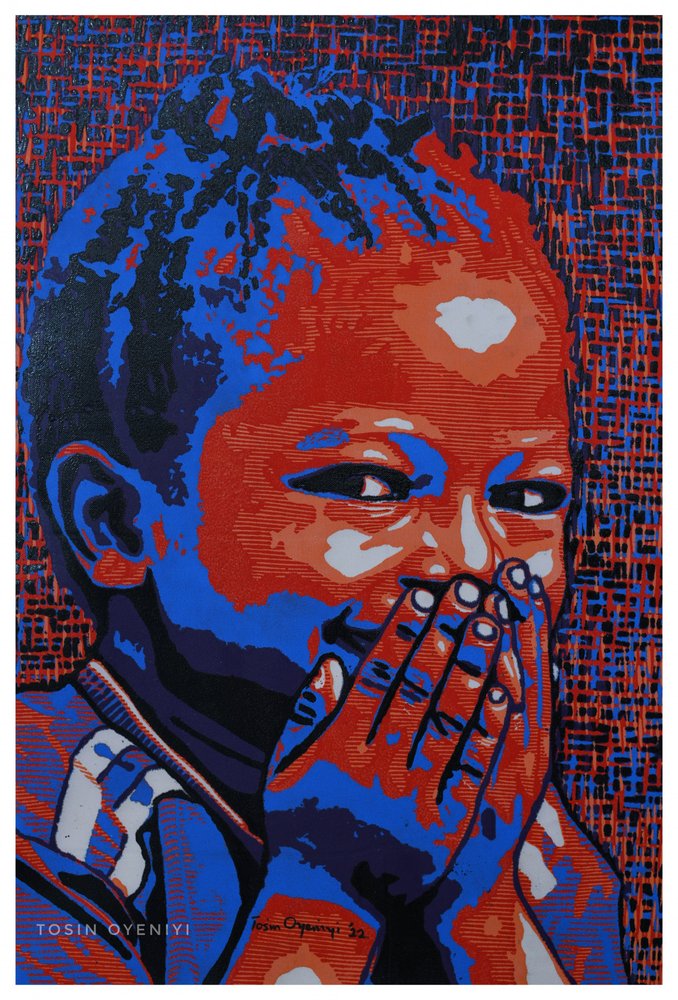 Retrato de um rapaz a rir de Tosin Oyeniyi
