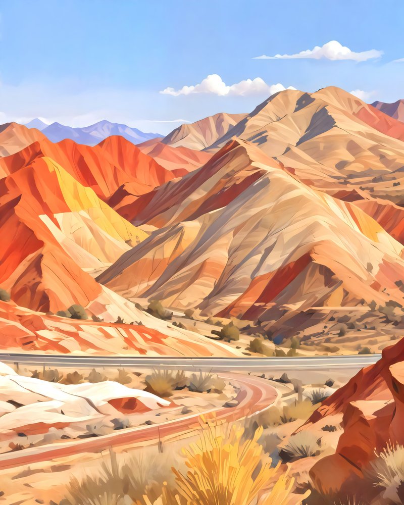 Montanhas coloridas do deserto de Uma Gokhale