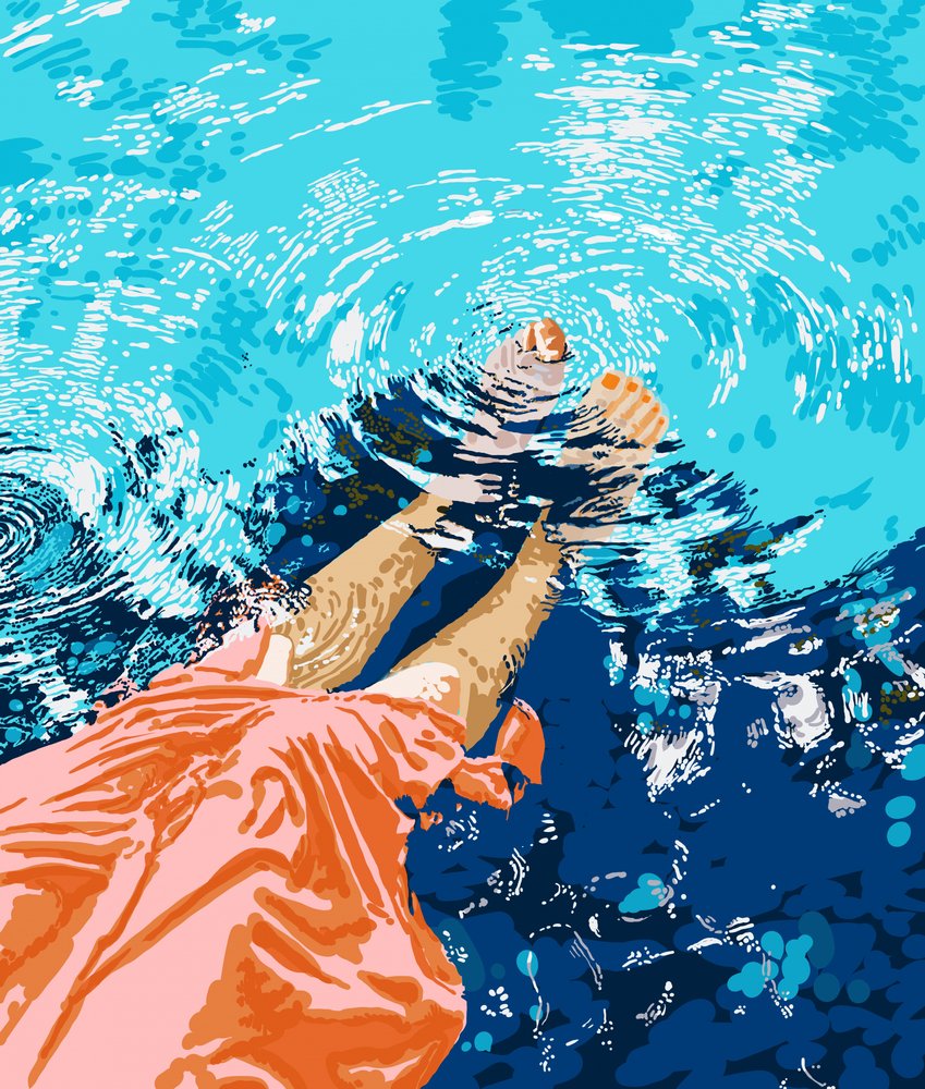 Relaxar na piscina no verão de Uma Gokhale