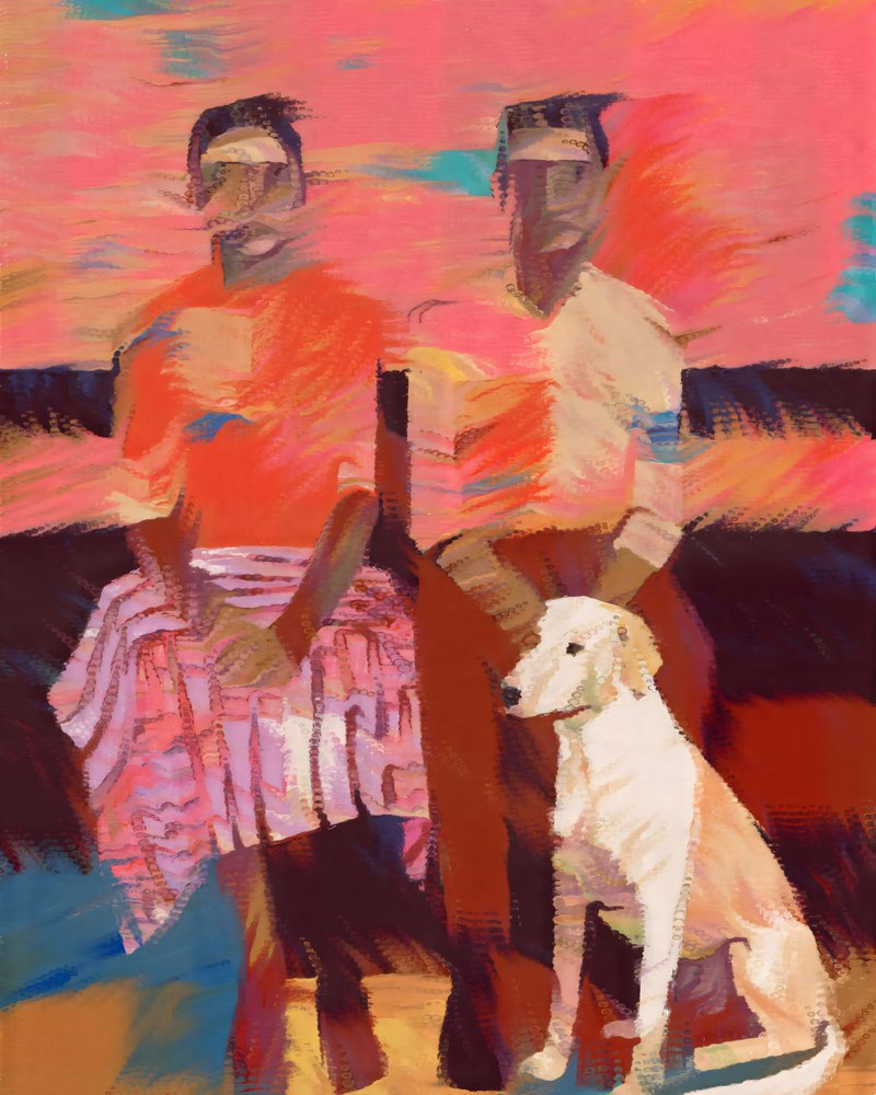 Retrato acolhedor de uma família com o seu cão de Uma Gokhale