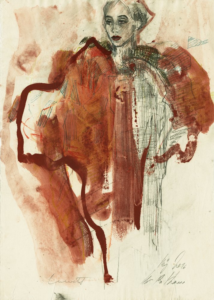 Retrato Elegante em Vermelho de Ute Rathmann