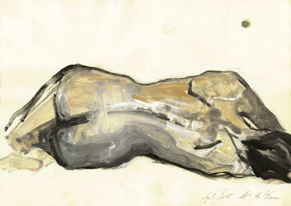 Nu reclinado expressivo de Ute Rathmann