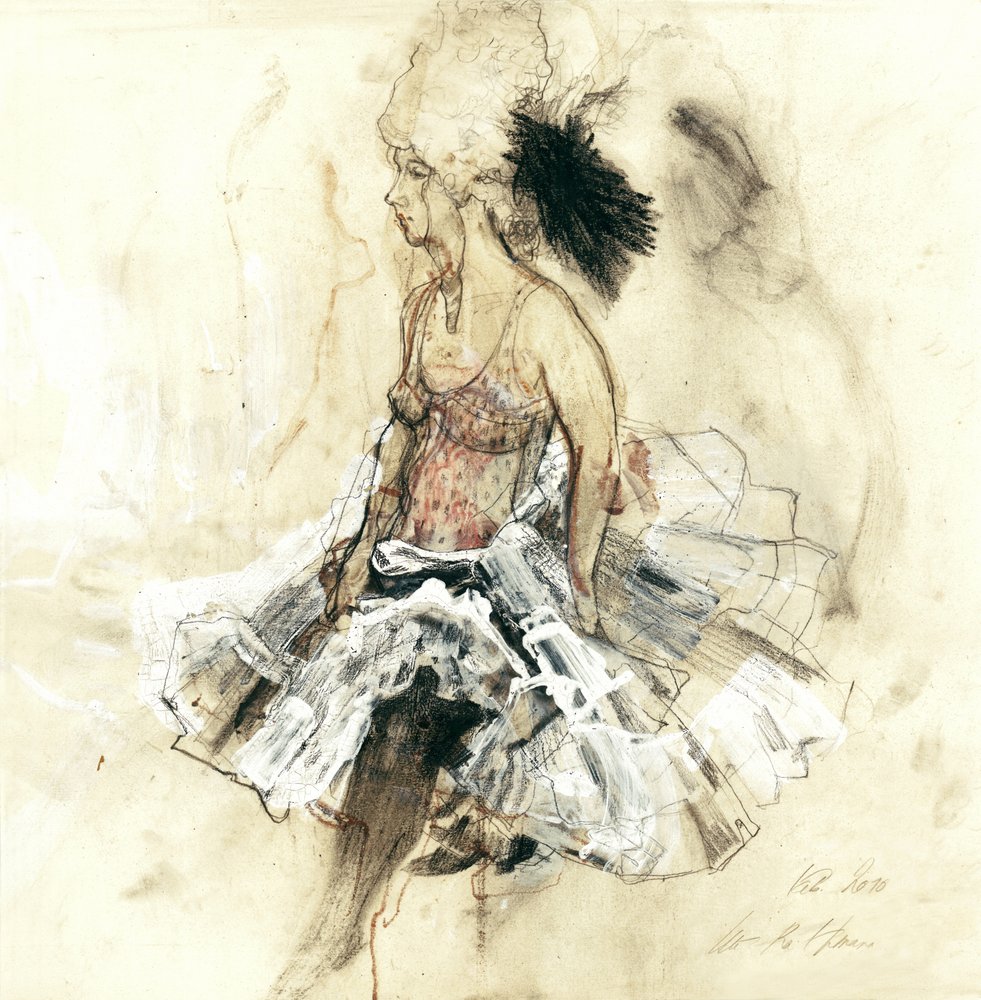 Esboço de uma dança com penas de Ute Rathmann