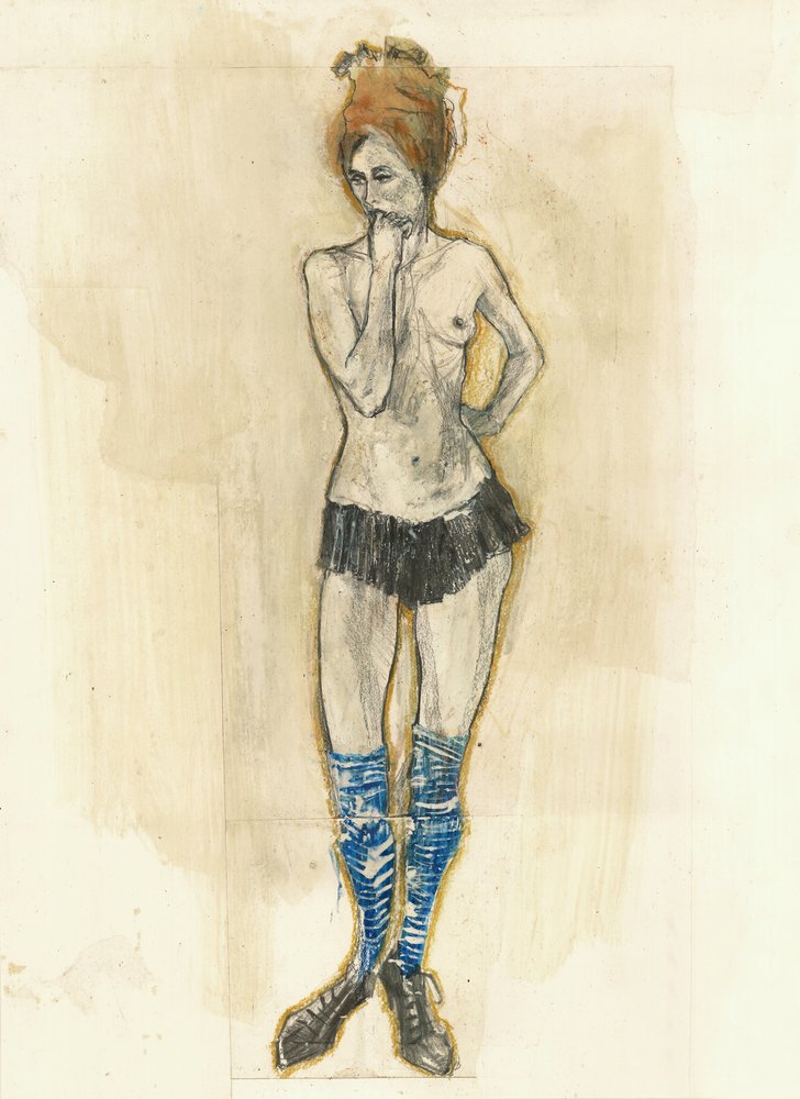 Desenho de uma mulher pensativa de Ute Rathmann