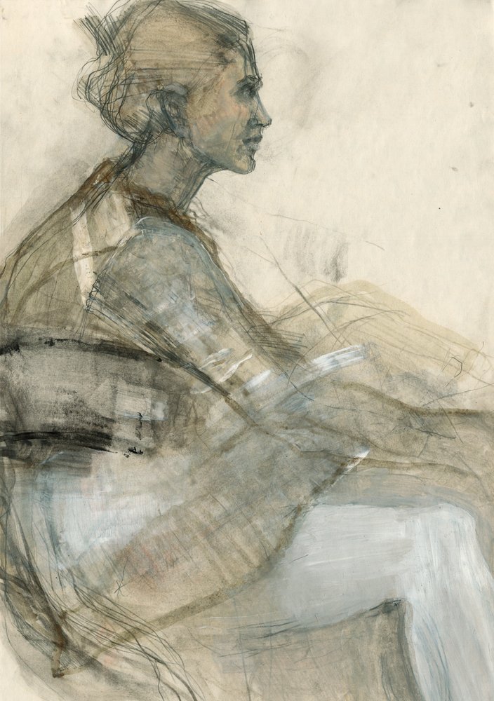 Esboço de uma mulher pensativa de Ute Rathmann