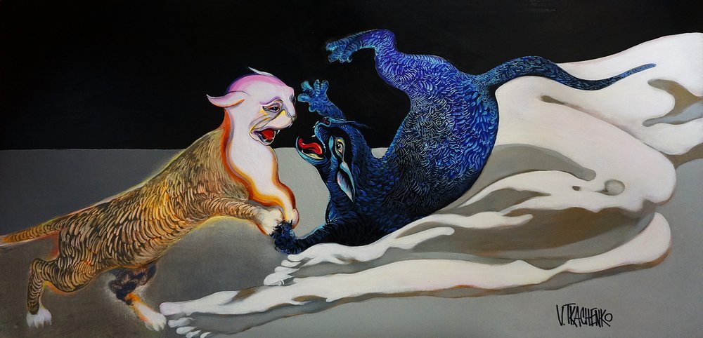 Abraço Felino Blue Gold de Victor Tkachenko