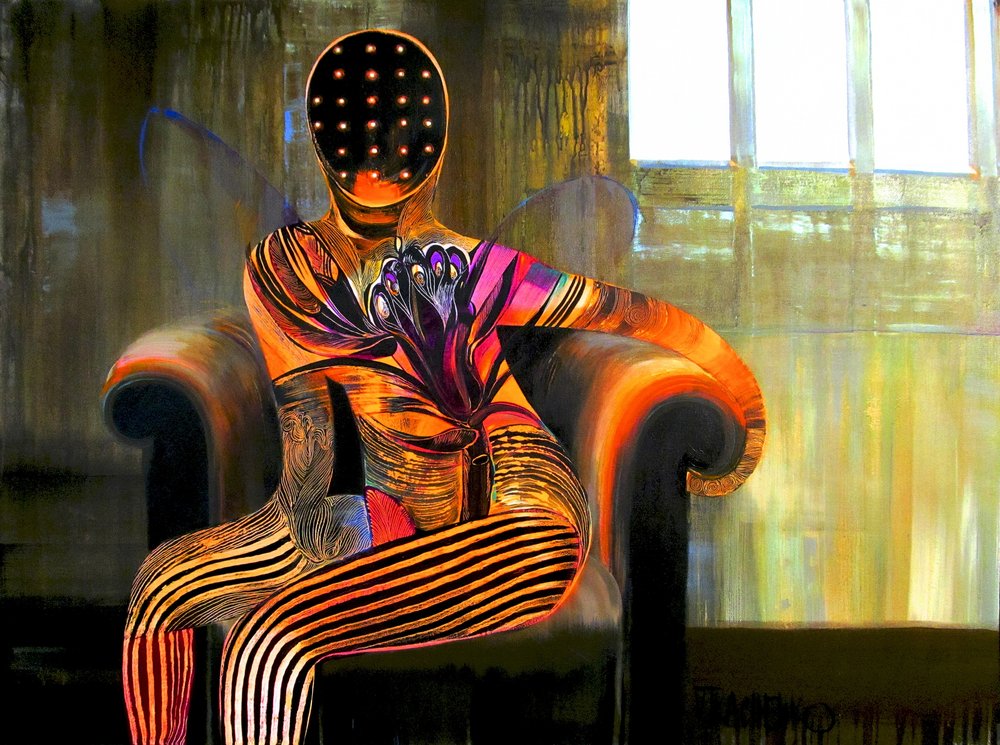 Figura Laranja Contemplativa de Victor Tkachenko