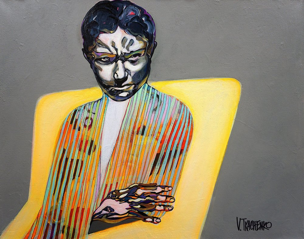 Homem com riscas expressivo de Victor Tkachenko