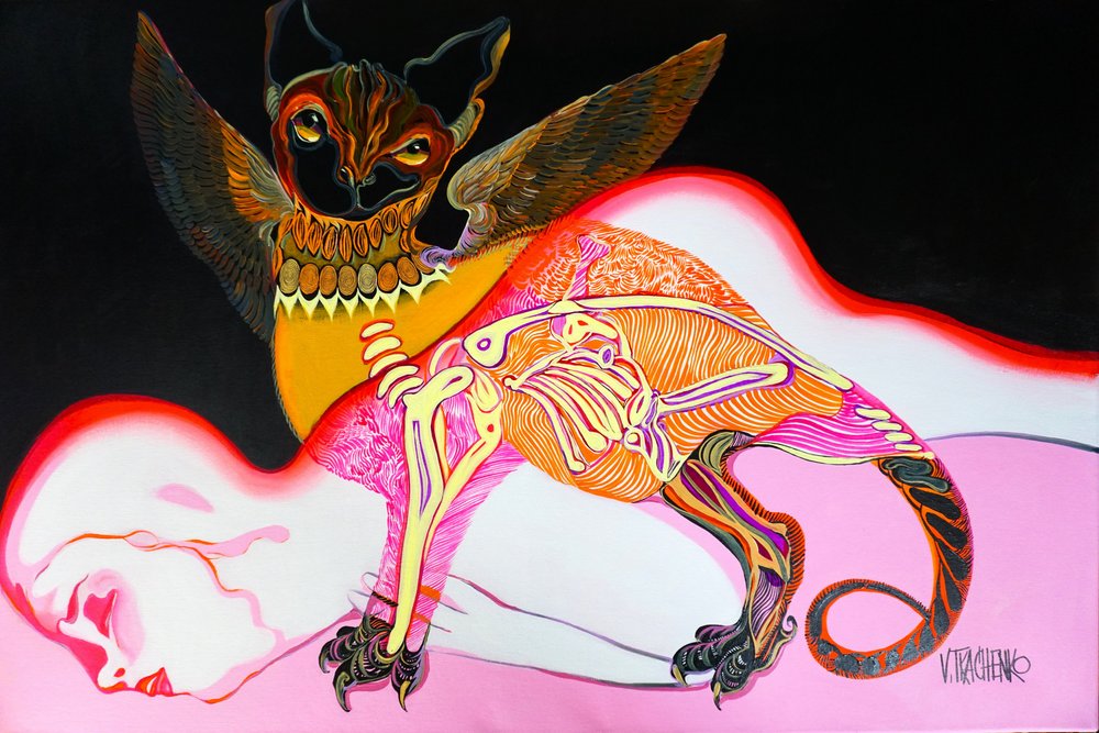 Sonho surreal com uma criatura parecida com um morcego de Victor Tkachenko