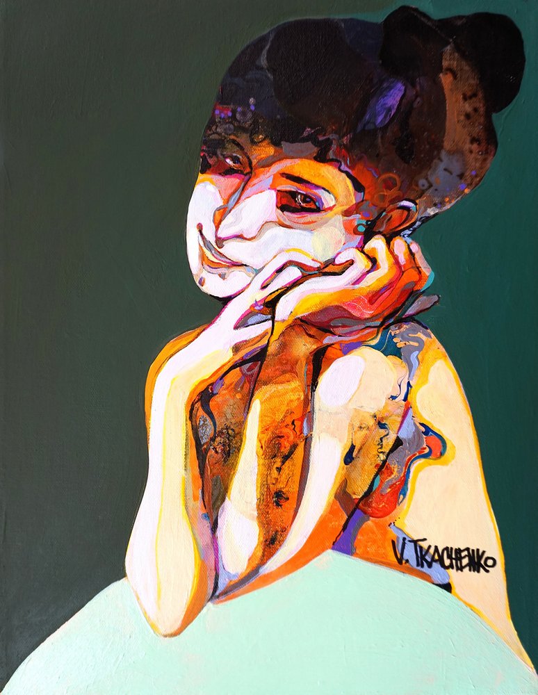 Retrato abstrato vibrante de Victor Tkachenko