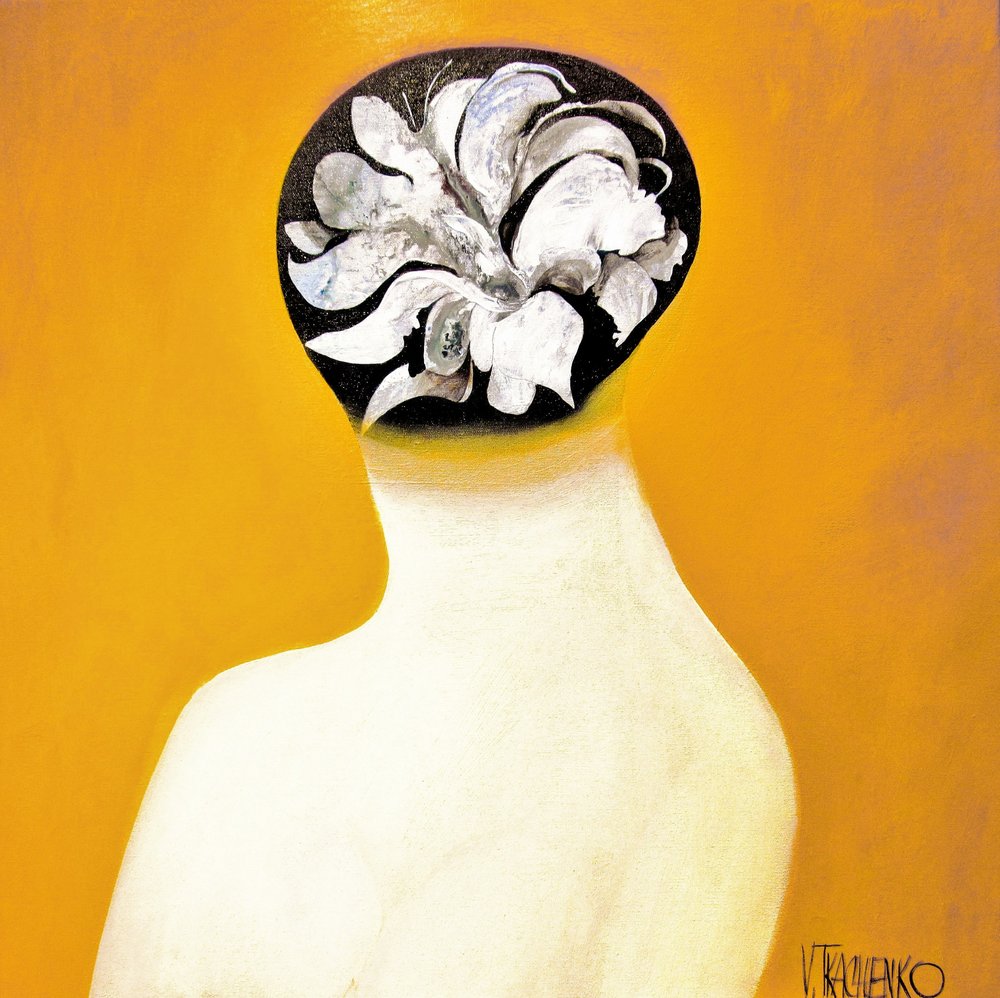 Mulher com cabeça florida de Victor Tkachenko
