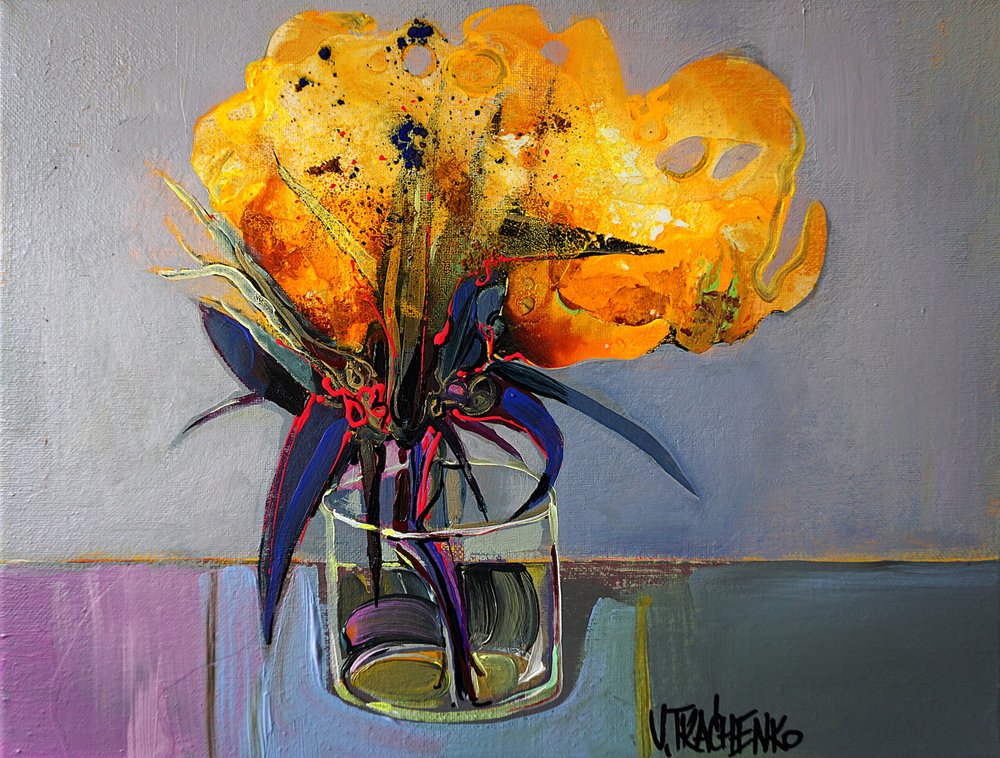 Natureza morta floral amarela de Victor Tkachenko