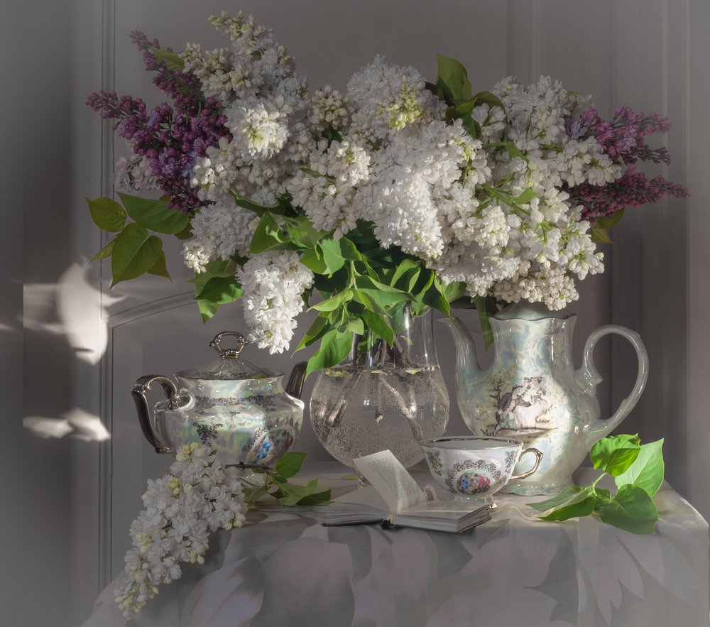 Lilases da Primavera e a hora do chá de Viktor Cherkasov