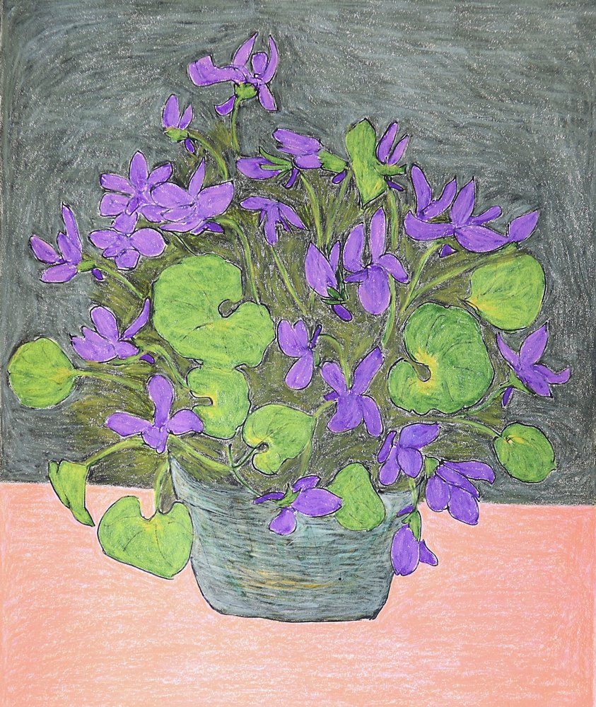 Violetas roxas em vasos de Viktoriia Saunina