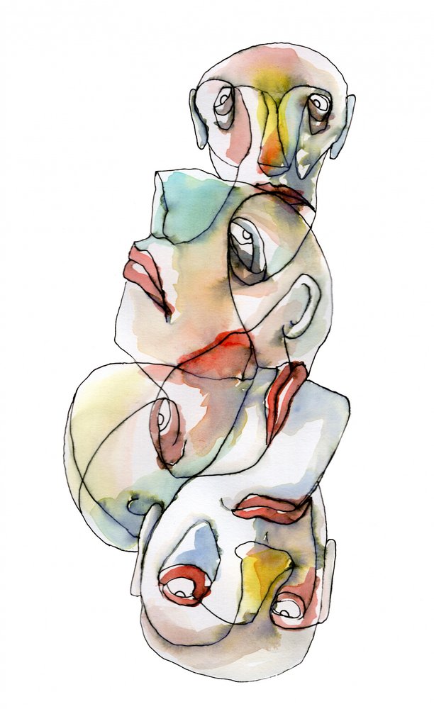 Rostos abstratos sobrepostos de Wildemar Doomgriever