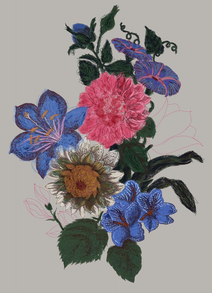 Ilustração floral animada de XHOZUCAN