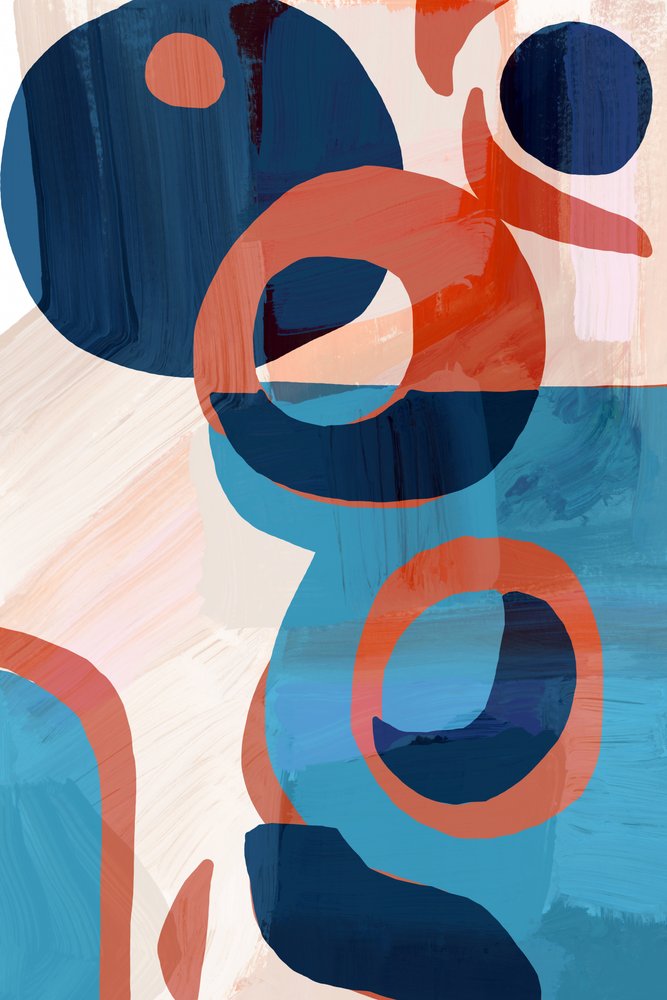 Formas abstratas em azul e laranja de cartissi
