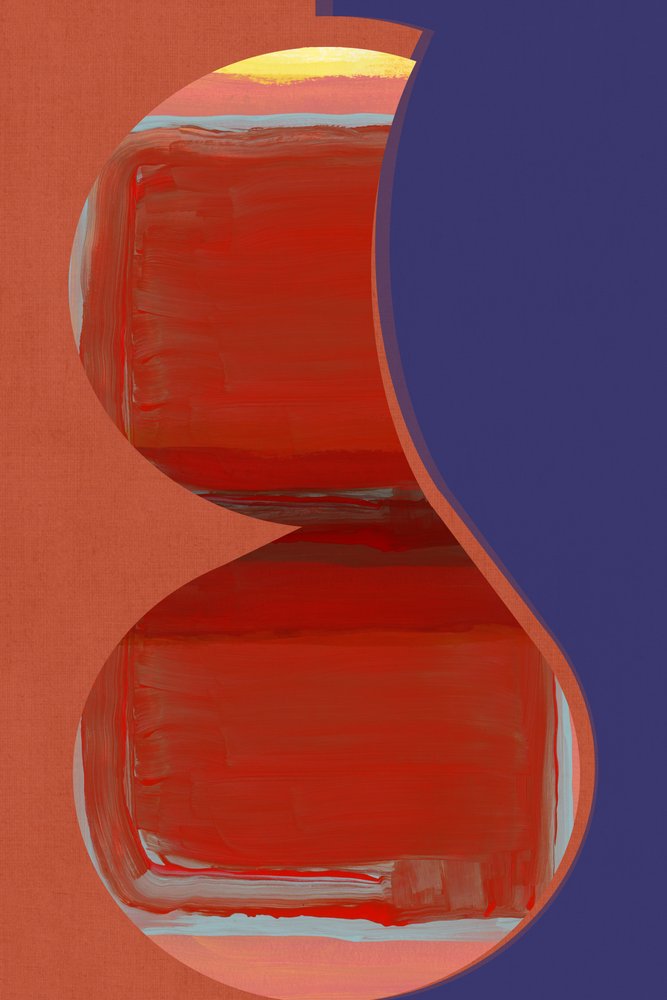 Curvas abstratas em vermelho e azul de cartissi