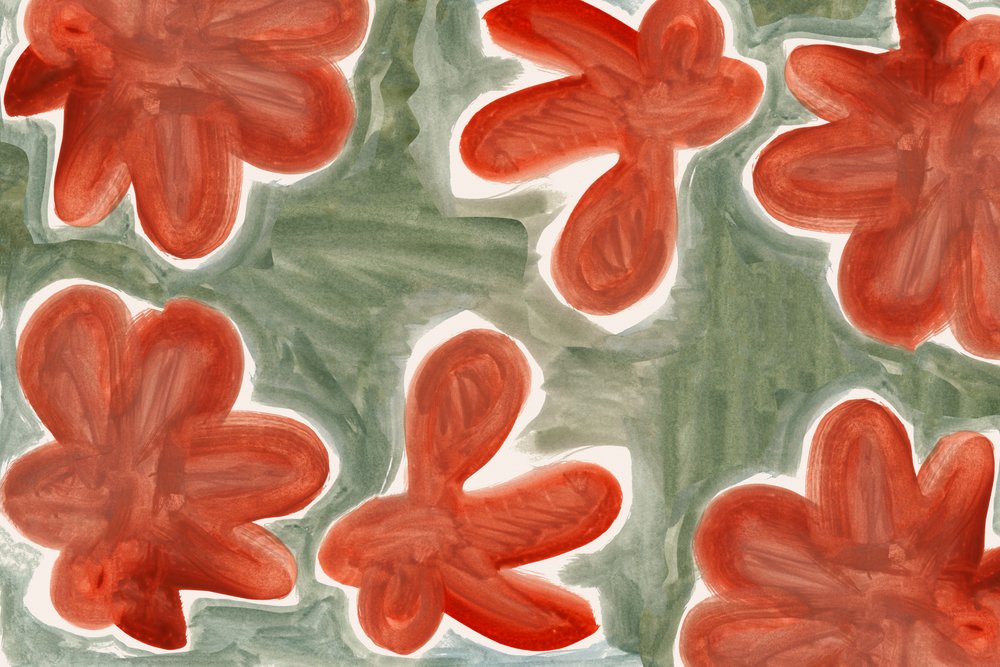Padrão floral abstrato em vermelho de cartissi