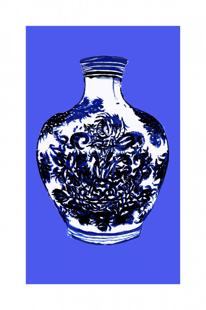 Vaso azul e branco de cartissi