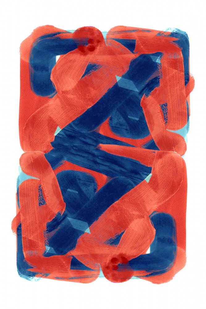 Abstração em vermelho e azul de cartissi
