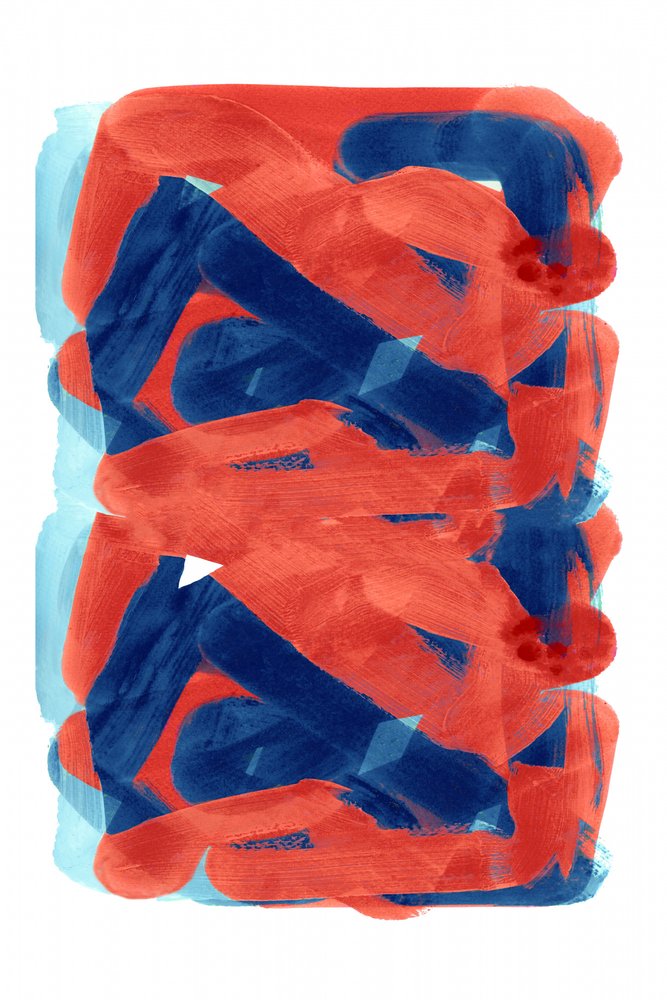Traços em vermelho e azul a negrito de cartissi