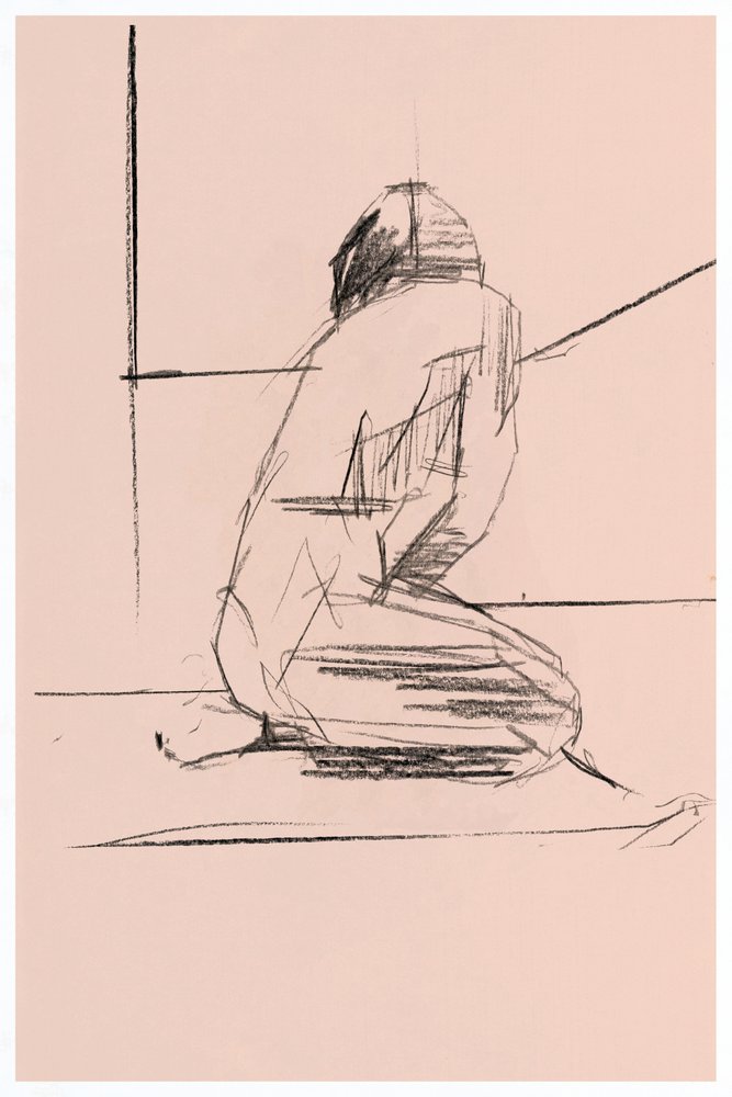 Figura contemplativa ajoelhada de cartissi