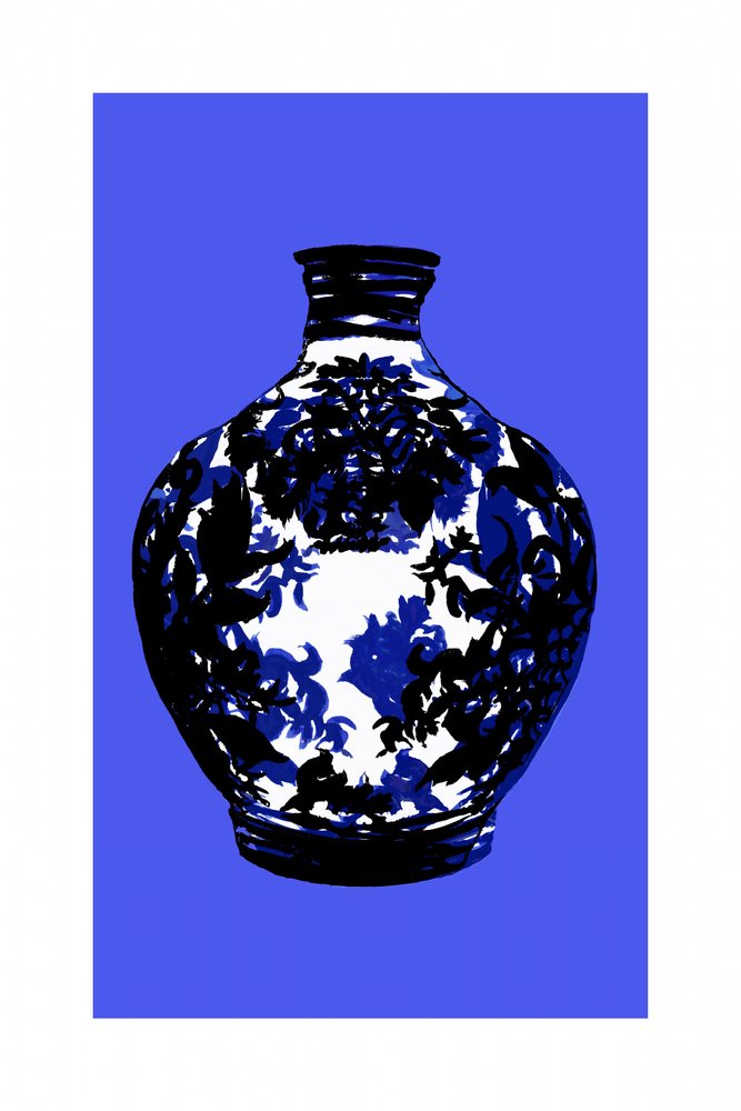 Vaso floral azul elegante de cartissi