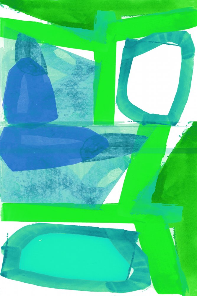 Formas abstratas em verde e azul de cartissi