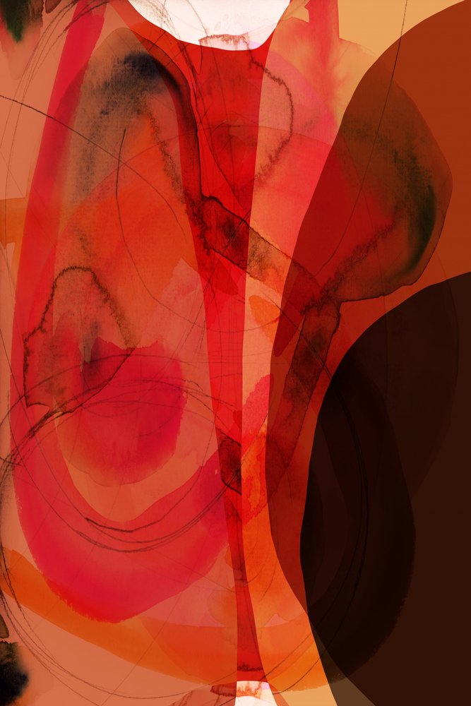 Fluxo abstrato em tons de laranja e vermelho de cartissi