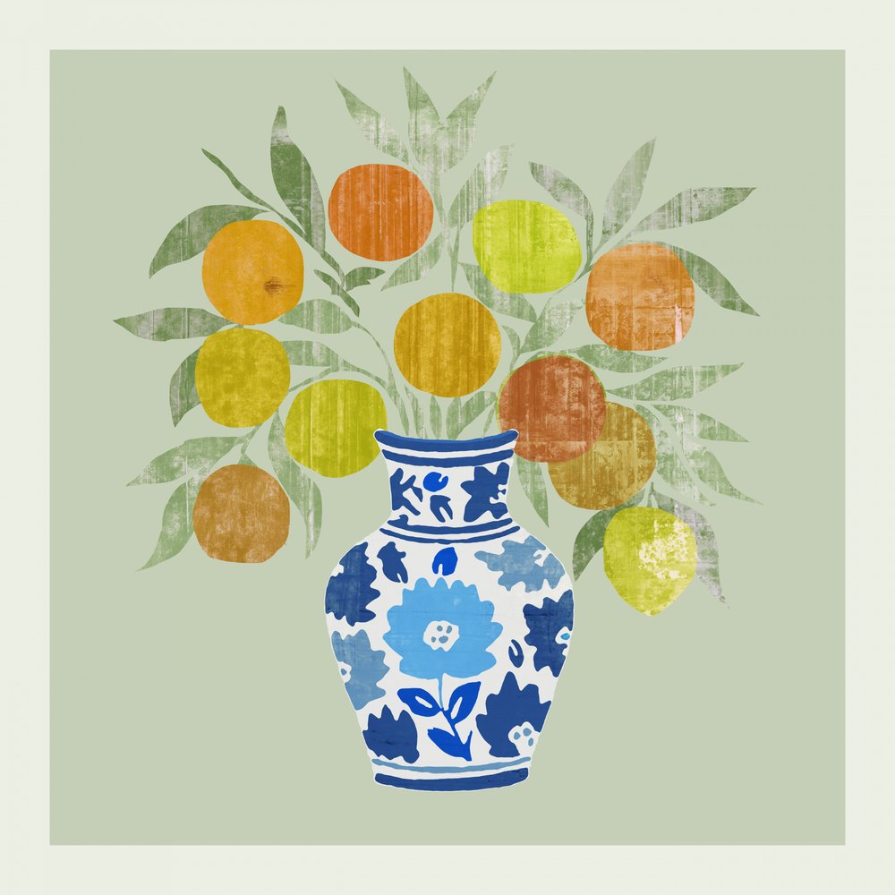 Vaso com citrinos vibrantes de cartissi