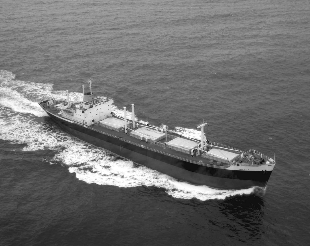 Vista de proa aérea de borolina a estibordo de Nicola, a primeira SD14, em testes no mar, 20 de fevereiro de 1968 (foto bw) de Unbekannt Unbekannt