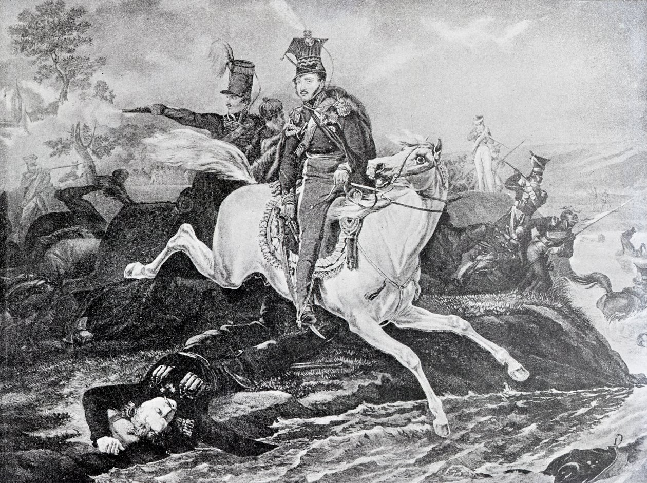 Morte de Józef Poniatowski na Batalha de Leipzig, 1813 de Unknown