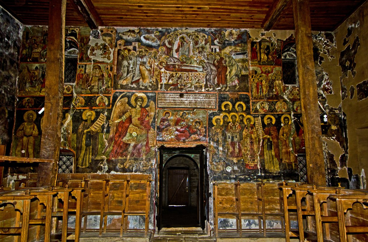 Afrescos na Igreja de Santa Maria, Ardenica Monastery, Albânia de Unknown