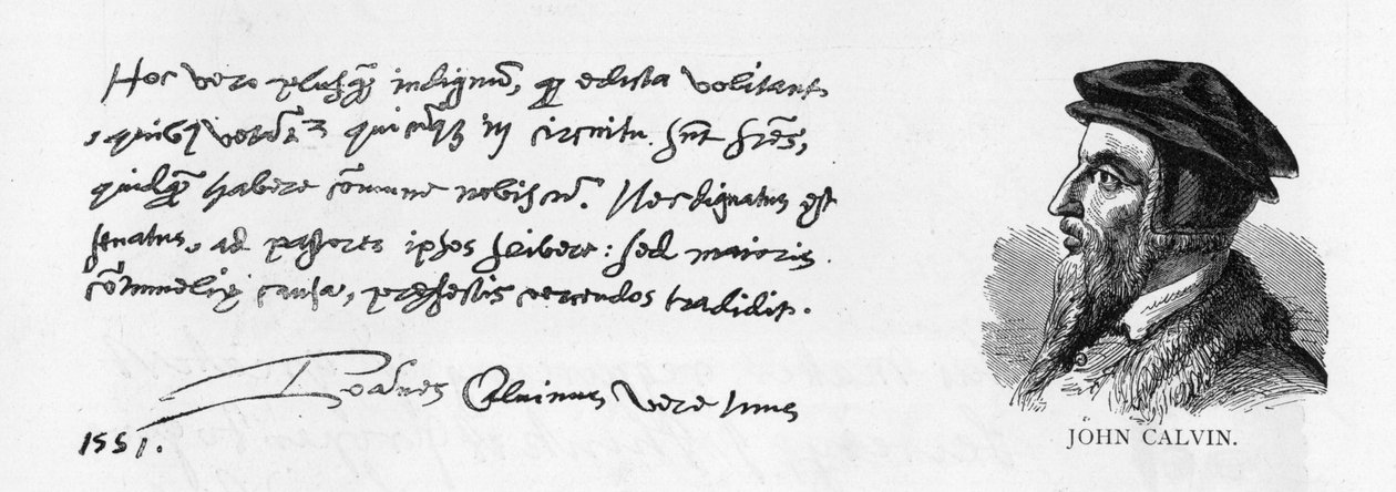 Caligrafia e assinatura de João Calvino, 8 de dezembro de 1551 de Unknown