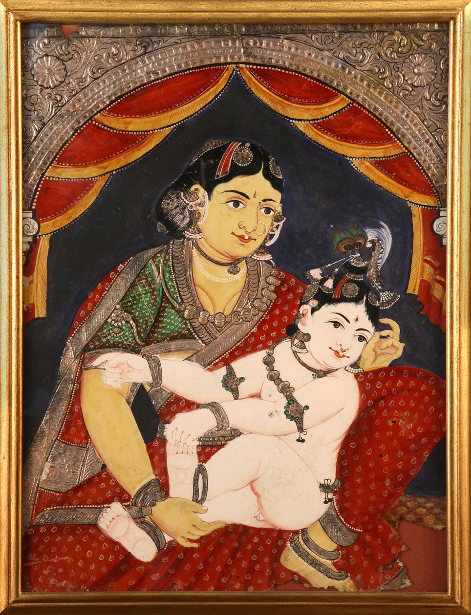 Krishna, Tanjavore escola de pintura final do século XIX.nTamil Nadu, Índia de Unknown