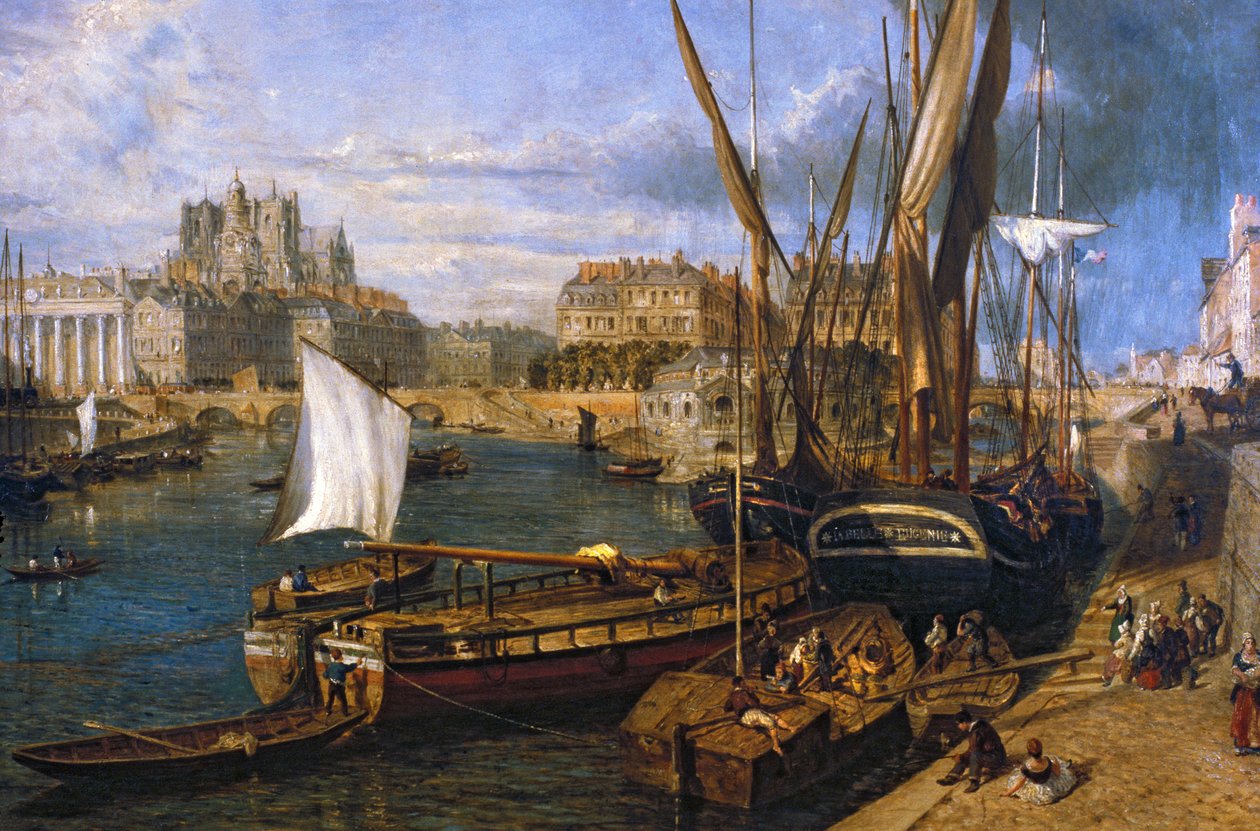 Loire Atlantique N * 120 - Nantes - Museu Dobree - "" O Porto de Nantes "" - por William Parrot (1813-1869) - pintura de 1804 de Unknown