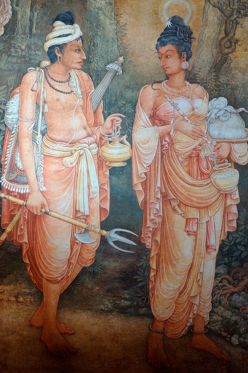Mural nas paredes do templo Kelaniya em Kelaniya Vihara um dos locais mais sagrados budistas cerca de seis milhas da capital Colombo do Sri Lanka. 7 de janeiro de 2010. de Unknown