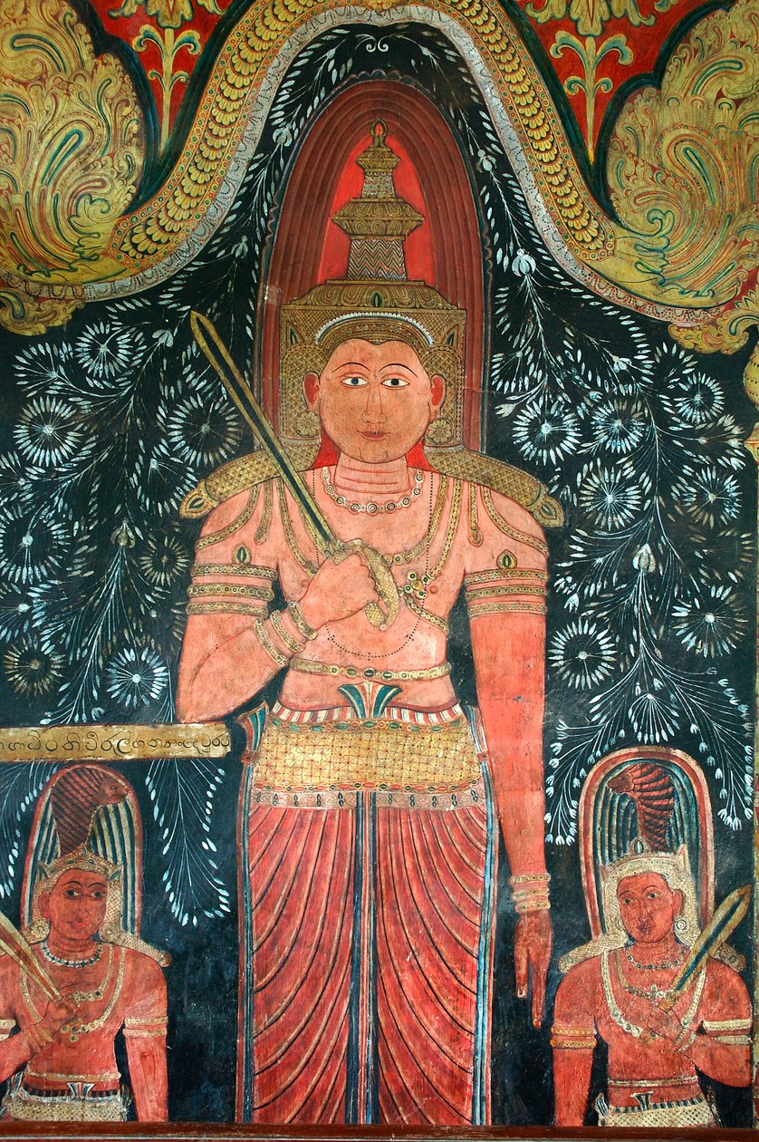 Mural nas paredes do templo Kelaniya em Kelaniya Vihara um dos locais mais sagrados budistas cerca de seis milhas da capital Colombo do Sri Lanka. 7 de janeiro de 2010. de Unknown