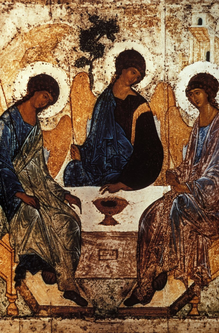 Trinity do antigo testamento por Andrei Rublev, C, 1410 - 1420, Tempera no painel. de Unknown