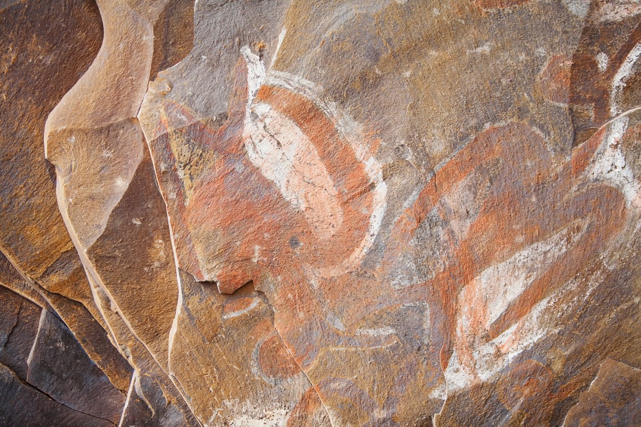 Pinturas de aves marinhas na caverna da humanidade, Rapa Nui (Ilha de Páscoa), Chile de Unknown
