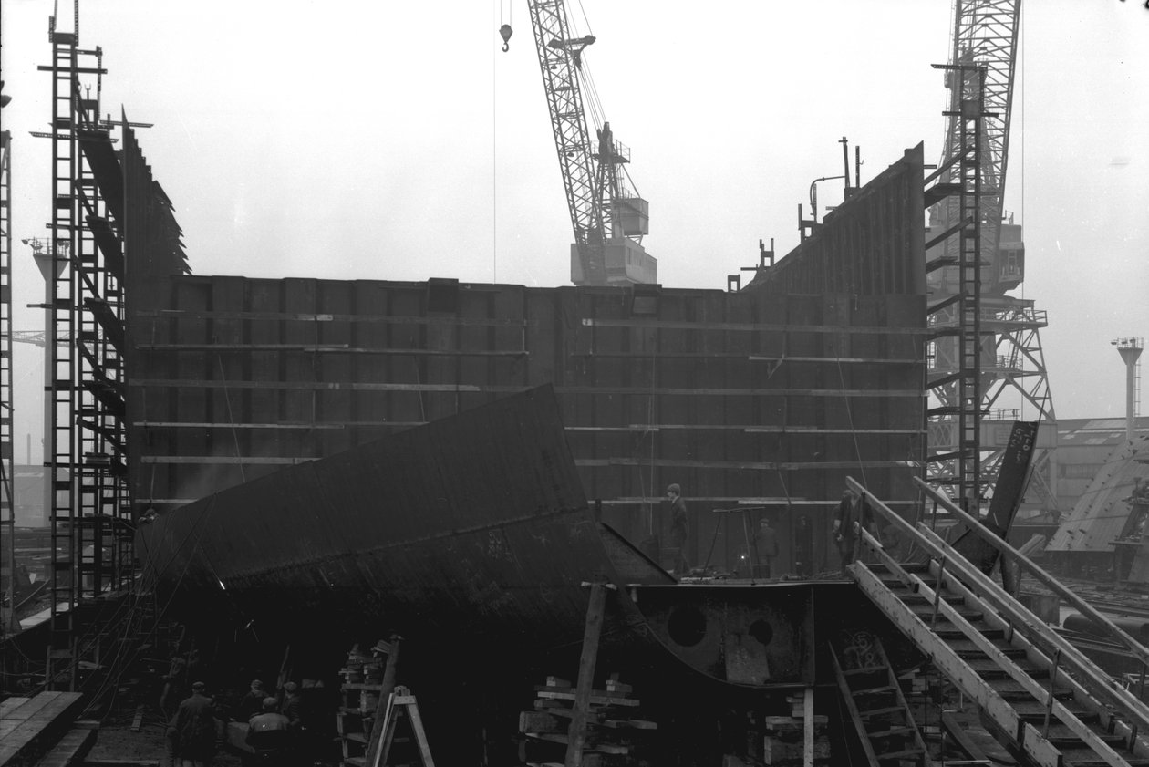 Progresso disparado de &39;Nicola&39;, o primeiro SD14, no estaleiro Southwick, Sunderland, 27 de novembro de 1967 (foto bw) de Unbekannt Unbekannt