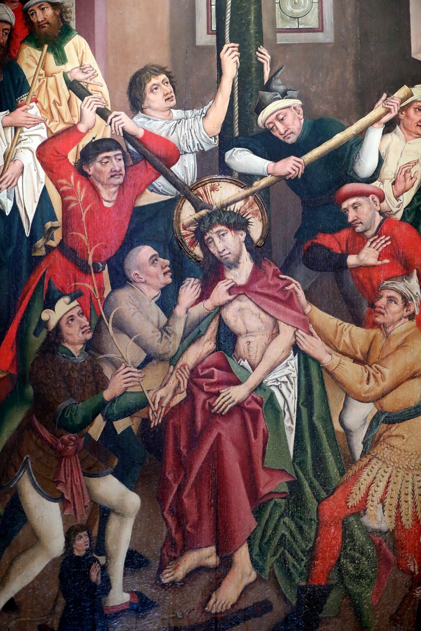 Saint-Pierre le Vieux Igreja Católica, Cristo em sua paixão, Jesus é flagelado e coroado de espinhos, Pintura de Henri Lutzelman século 15, Estrasburgo, França. de Unknown