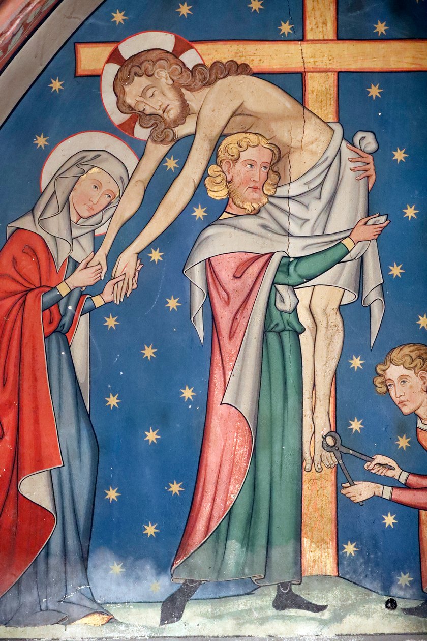 Igreja Protestante Saint-Pierre-le-Jeune, Paixão de Cristo, Jesus é tirado da cruz, Fresco, Estrasburgo, França. de Unknown